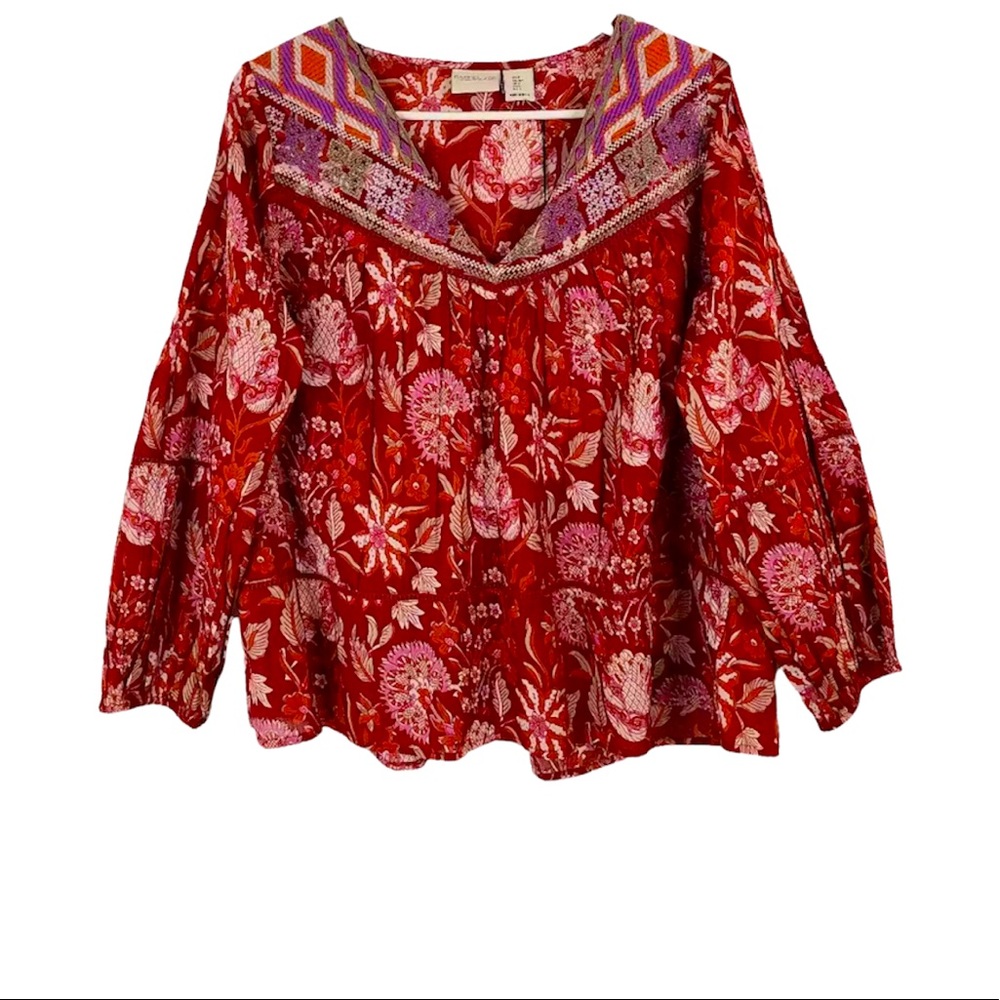 Rachel Zoe Embroidered Peasant boho top